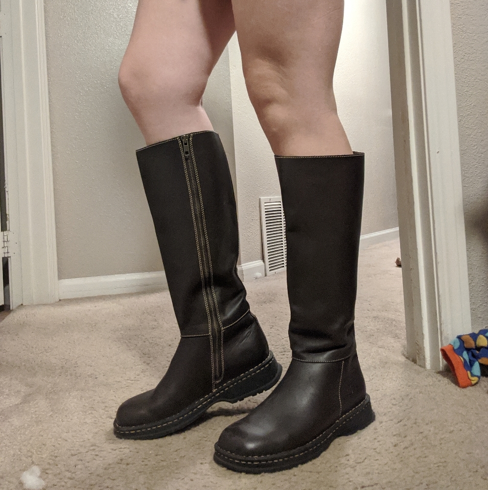 Brown Born Real Leather Riding Boots